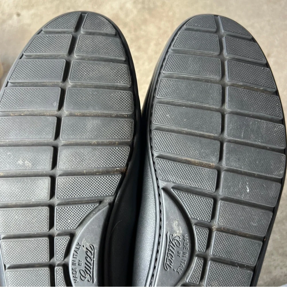 Gucci Authentic Embossed Black Leather Slip-On Loafers Men’s Sz 8.5